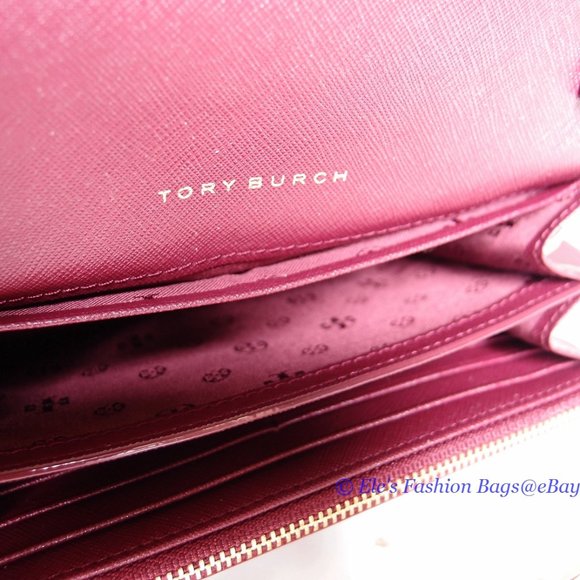 ❤️ NWT Tory Burch Robinson WOC Wallet On a Chain Leather Crossbody Shiraz Red - Picture 13 of 16